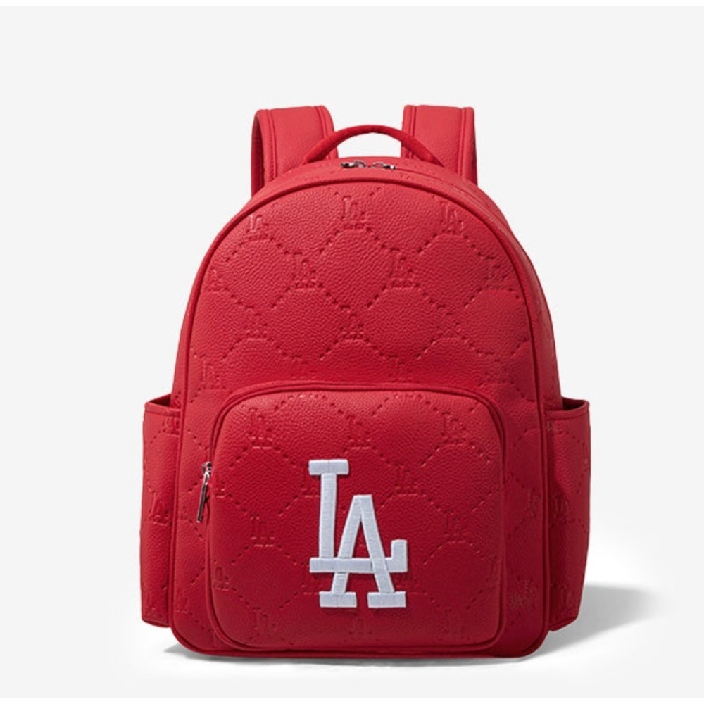 NWOT MLB Los Angeles Dodgers Vegan Leather Red Baseball Backpack,World Champions